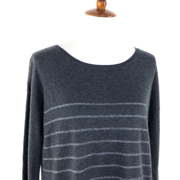 Joie Grey Metallic Stripe Long Sleeve Sweater - Picture 2 of 7